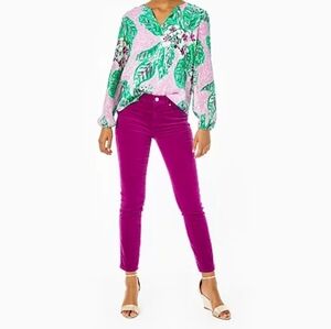 Lilly Pulitzer South Ocean High Rise Plush Skinny Pant In Bordeaux Berry